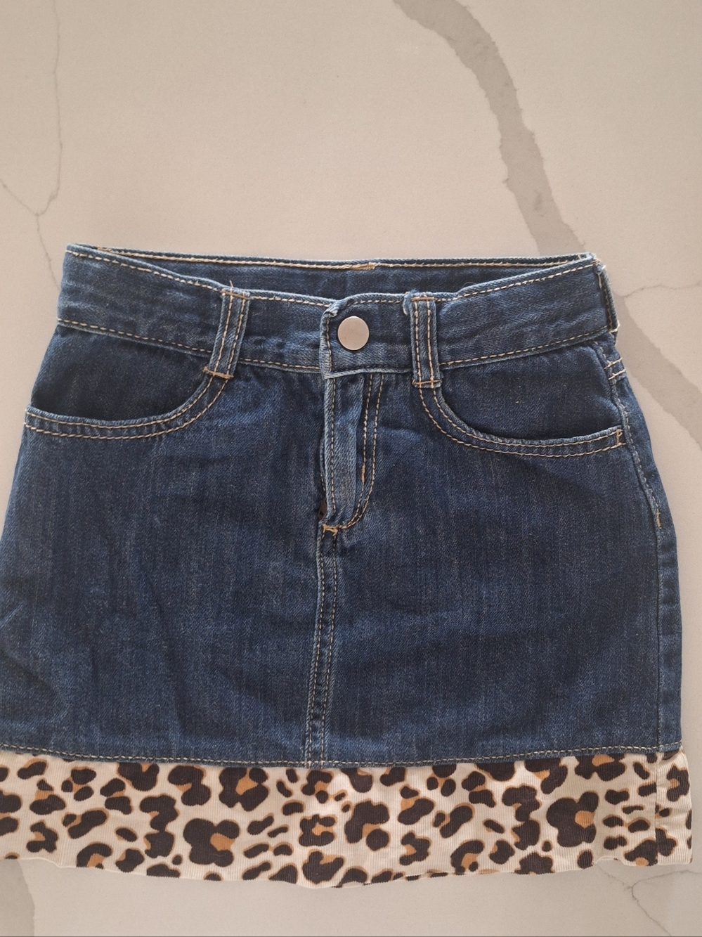 Gymboree Blue Denim Skirt with Leopard Trim